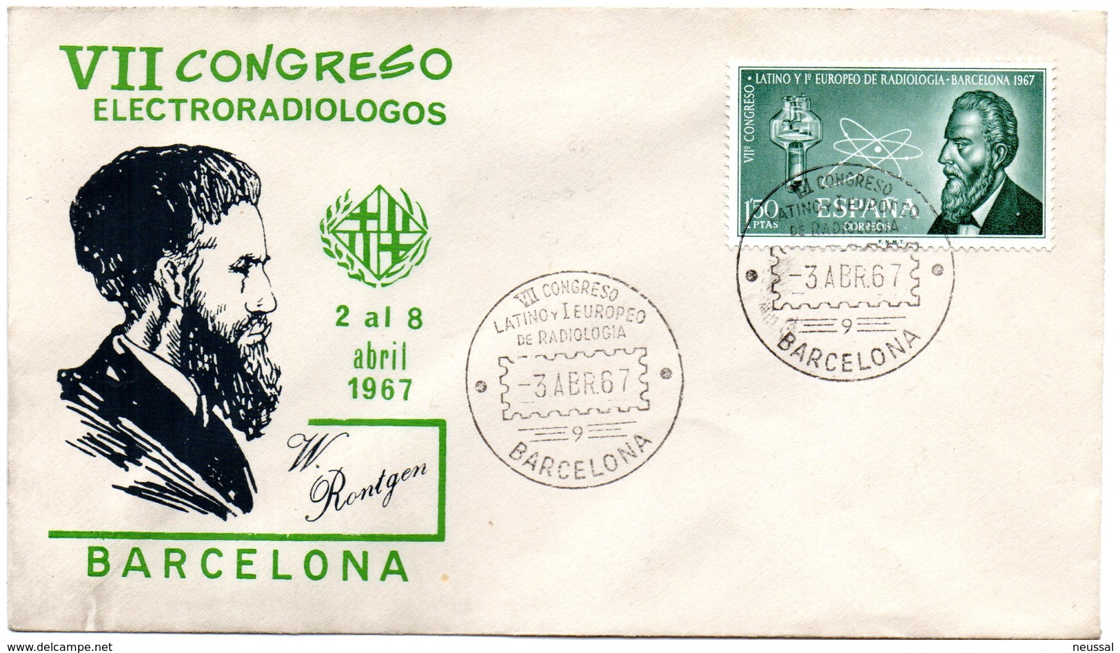 Carta  Con Matasellos Commemorativo Congreso Electroradiologos De 1967 - Cartas & Documentos