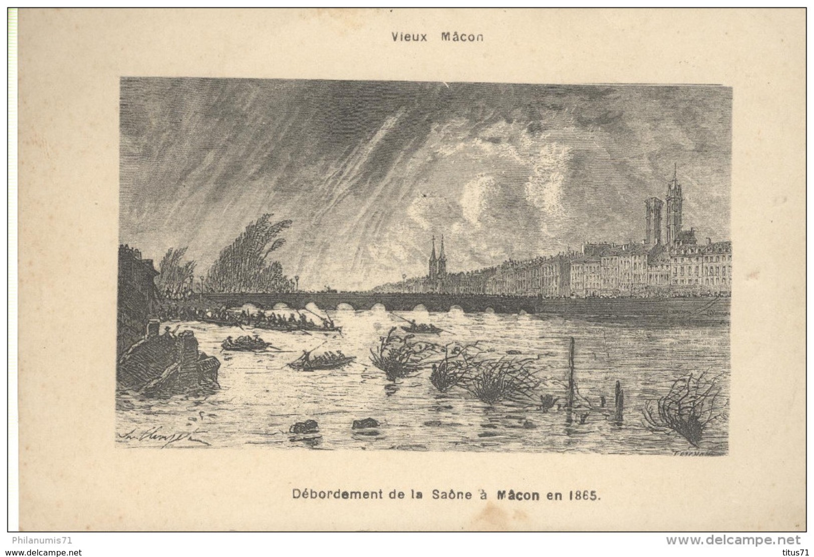 CPA Vieux Mâcon - Débordement De La Saône à Mâcon En 1865 - Circulée 1909 - Macon