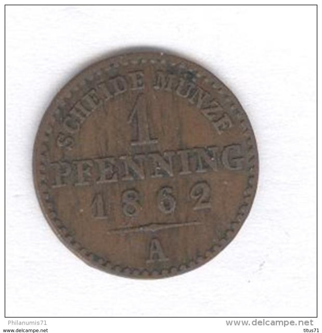 1 Pfennig Allemagne - Prussia - 1862 A - Autres & Non Classés