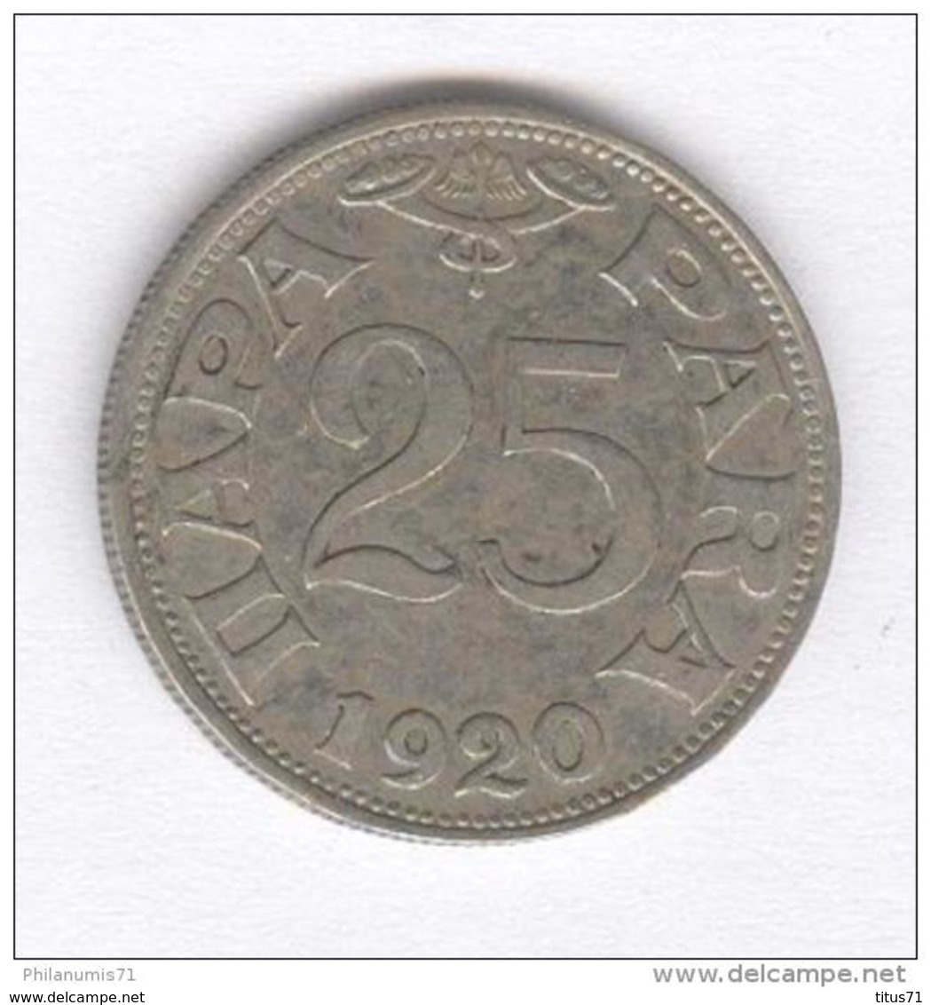 25 Para Yougoslavie 1920 - Yugoslavia