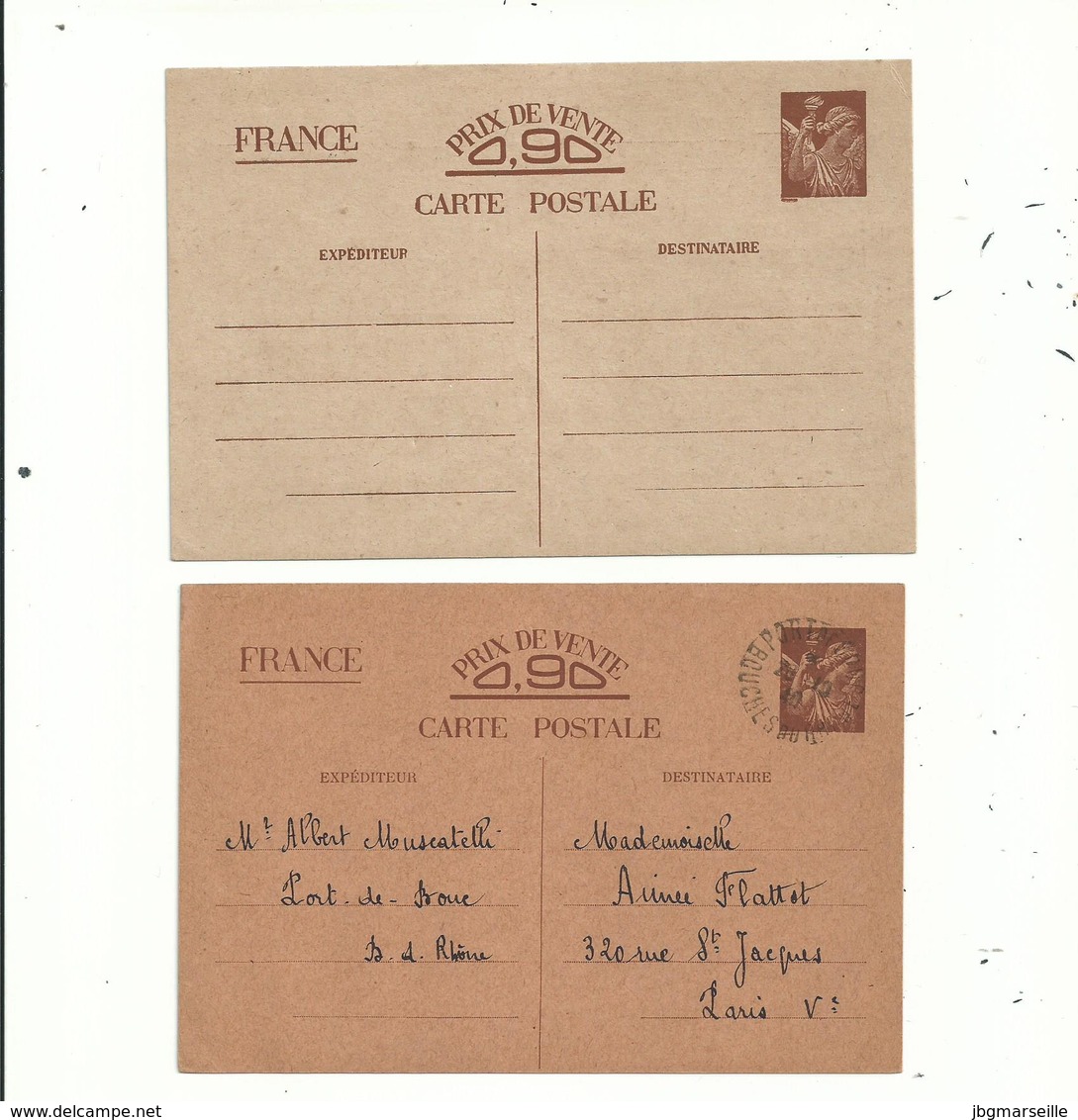 4 CP De Corresondance Inter Zone IRIS Sans Valeur..........à Voir - 1939-44 Iris