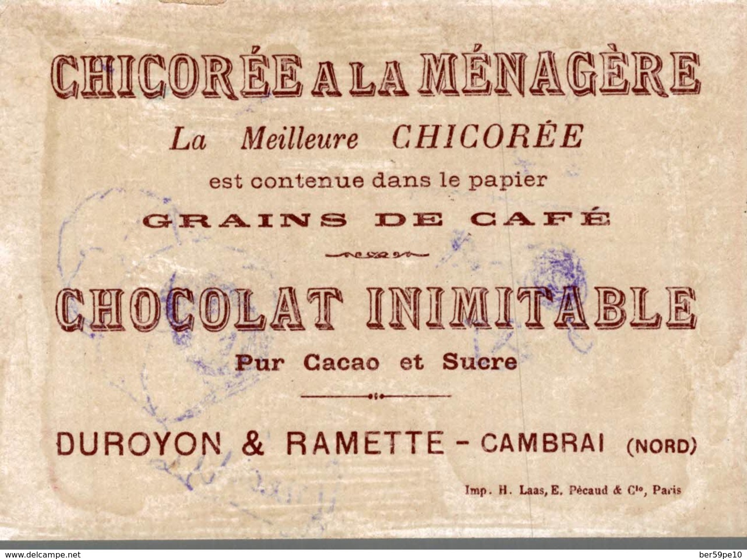 CHROMO LA CHICOREE A LA MENAGERE DUROYON & RAMETTE CAMBRAI  LA TROMPE ROMAINE - Duroyon & Ramette