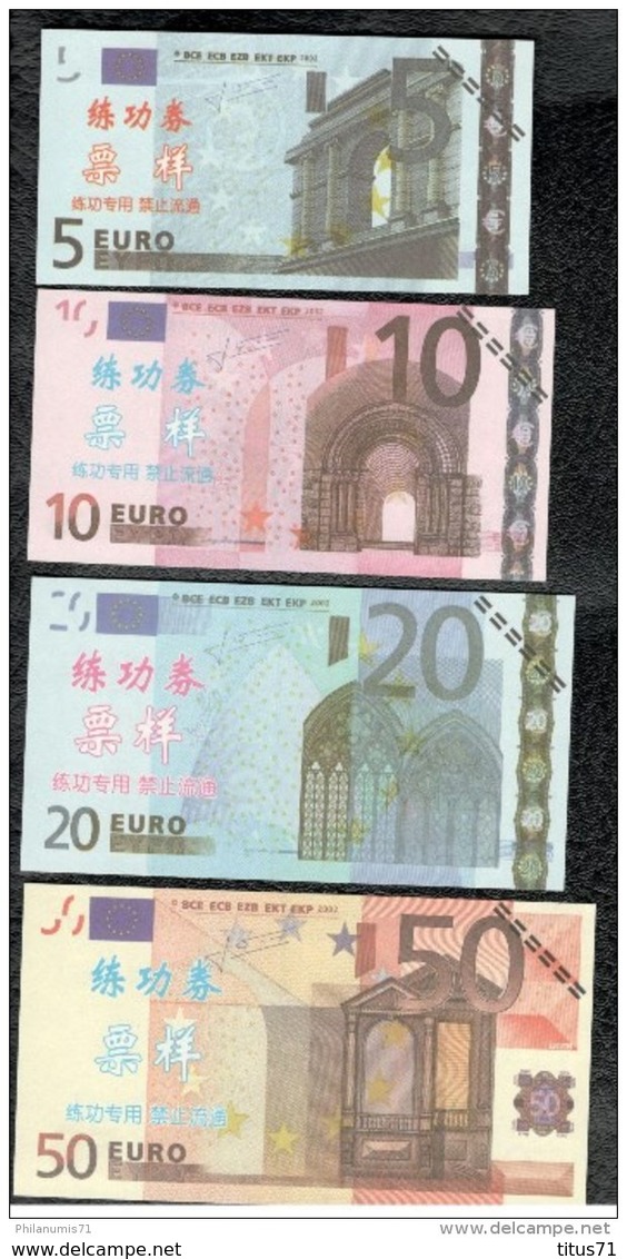 Série De 7 Billets 5 à 500 Euros Factices ( Taiwan ? ) - Taille équivalente Aux Vraies Coupures - Fiktive & Specimen
