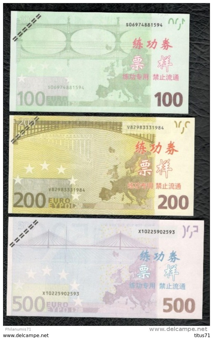 Série De 7 Billets 5 à 500 Euros Factices ( Taiwan ? ) - Taille équivalente Aux Vraies Coupures - Ficción & Especímenes