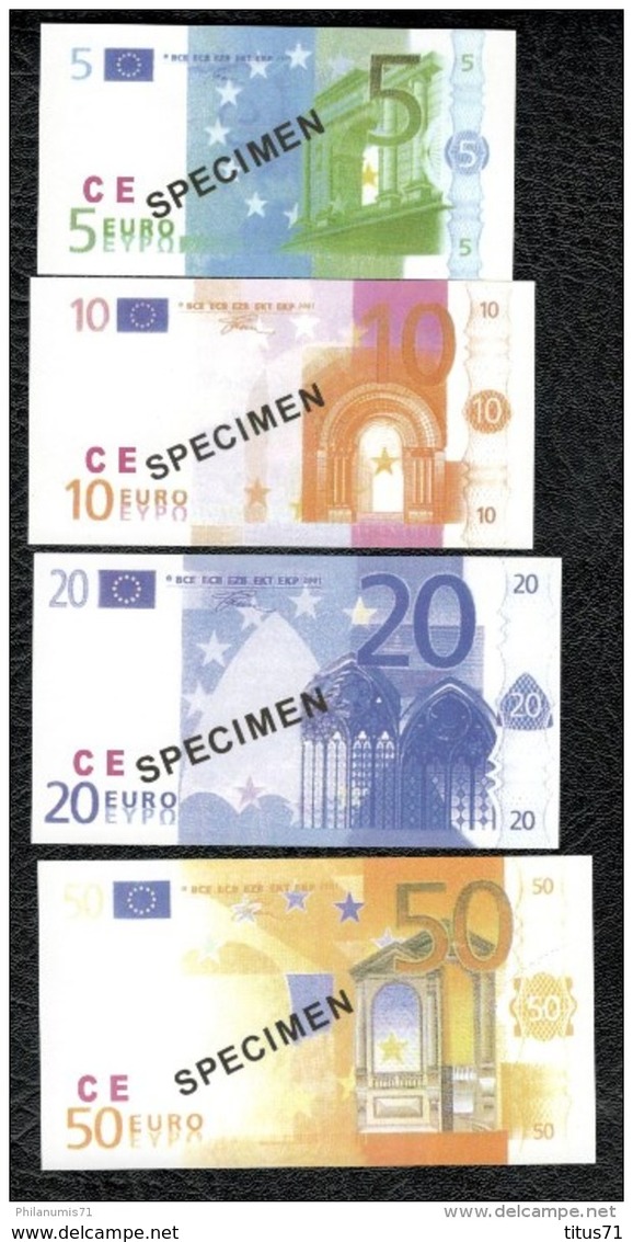 Série De 7 Billets 5 à 500 Euros Factices - Papier Glacé - Taille Inférieure Aux Vraies Coupures - Specimen
