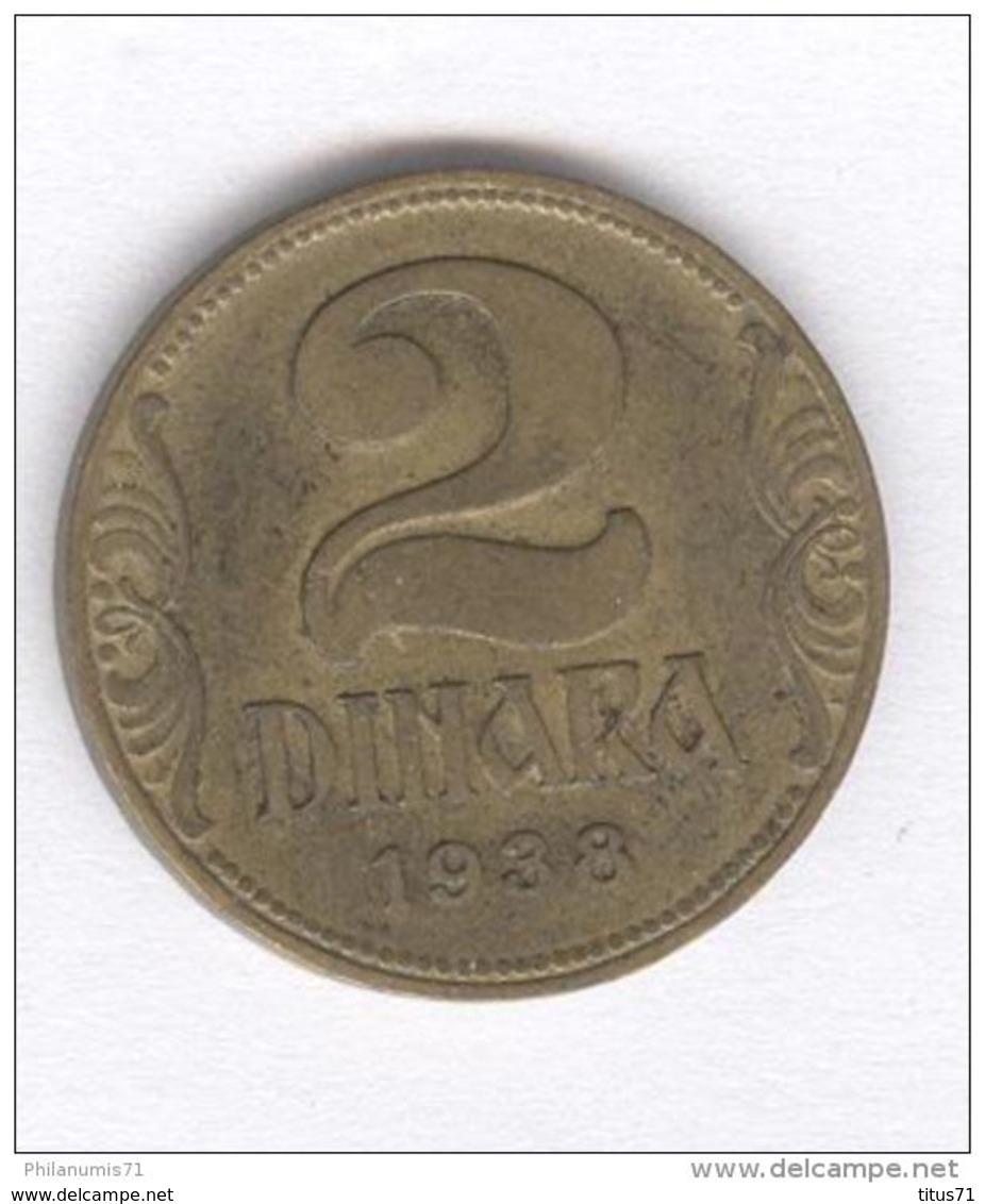 2 Dinara Yougoslavie 1938 - Joegoslavië