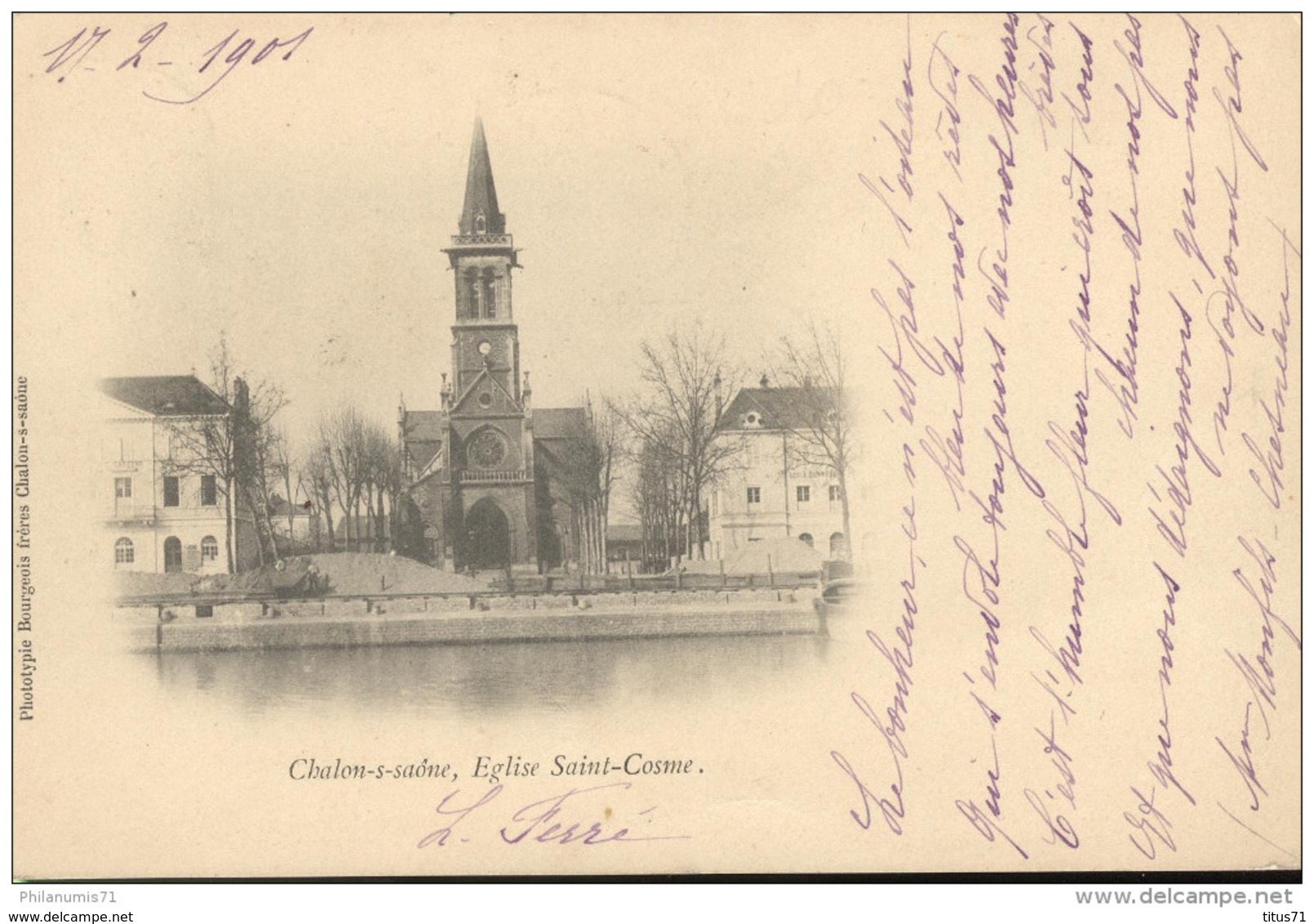 CPA Châlon Sur Saône - Eglise Saint Cosme - Circulée 1901 - Chalon Sur Saone