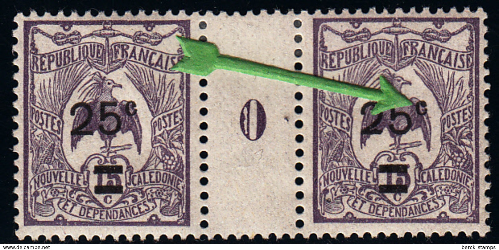 NOUVELLE-CALEDONIE - N° 127*  - VARIETE BOULE SUR LE " C " - MILLESIME 0 - TRES BON CENTRAGE. SIGNEE - Unused Stamps