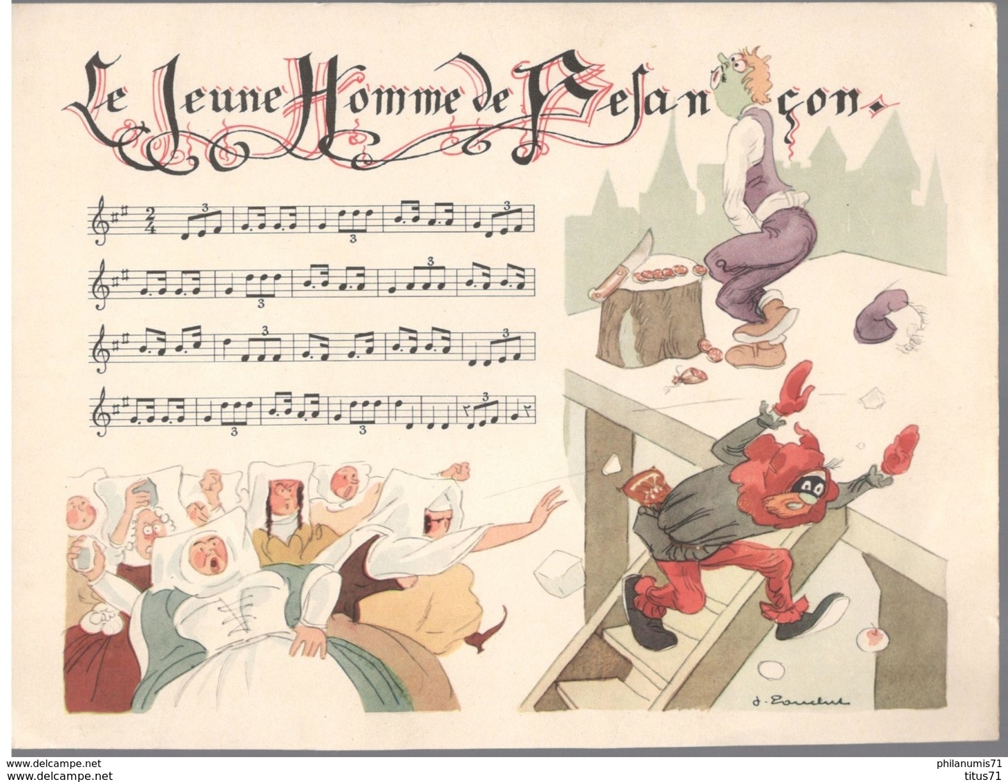 Publicité Laboratoire Le Brun - Partition Musicale Illustrée Par Jacques Touchet -Circa 1950- Le Jeune Homme De Besancon - Andere & Zonder Classificatie