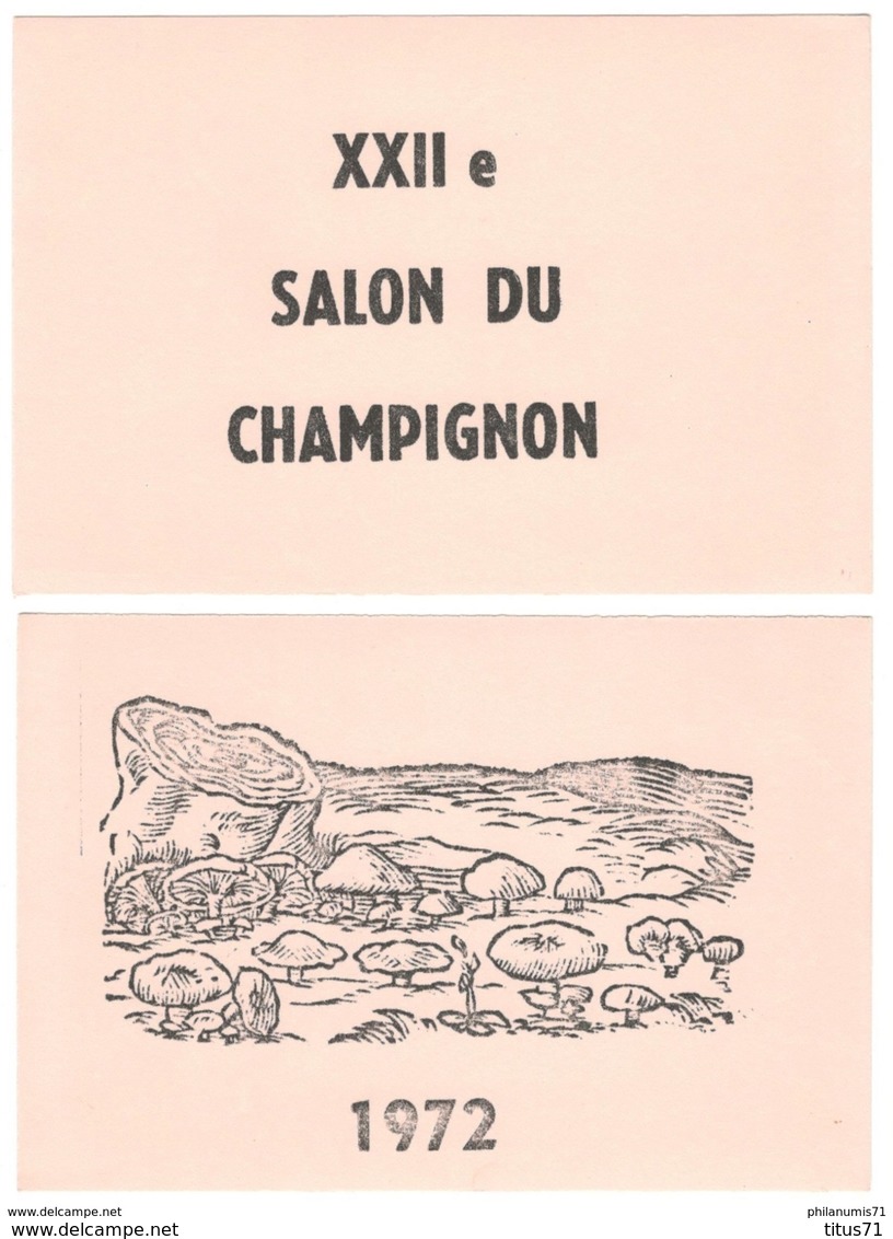 Lot De 2 Buvards - XXII ème Salon Du Champignon - 1972 - 2 X ( 13,5 X 20 Cm ) - Très Bon état - Autres & Non Classés