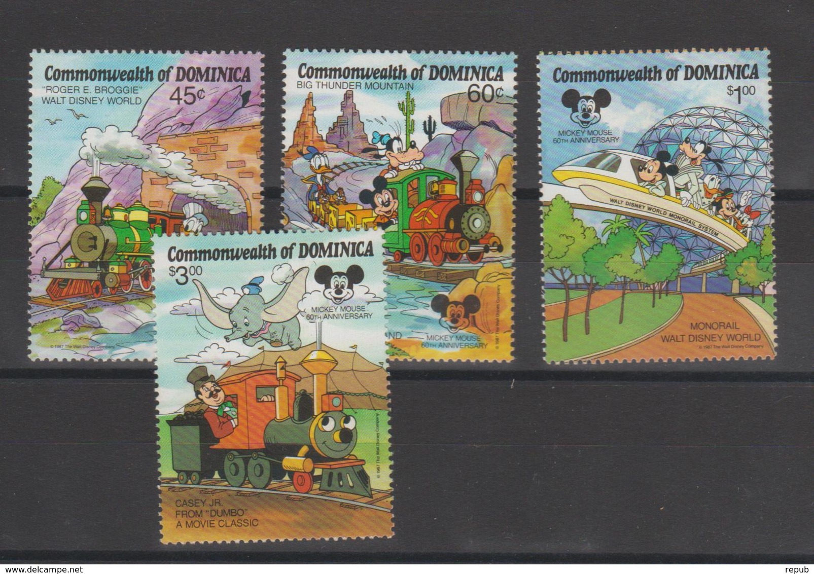 Disney Dominique Dominica 1987 Série 991-94 4 Val ** MNH - Disney