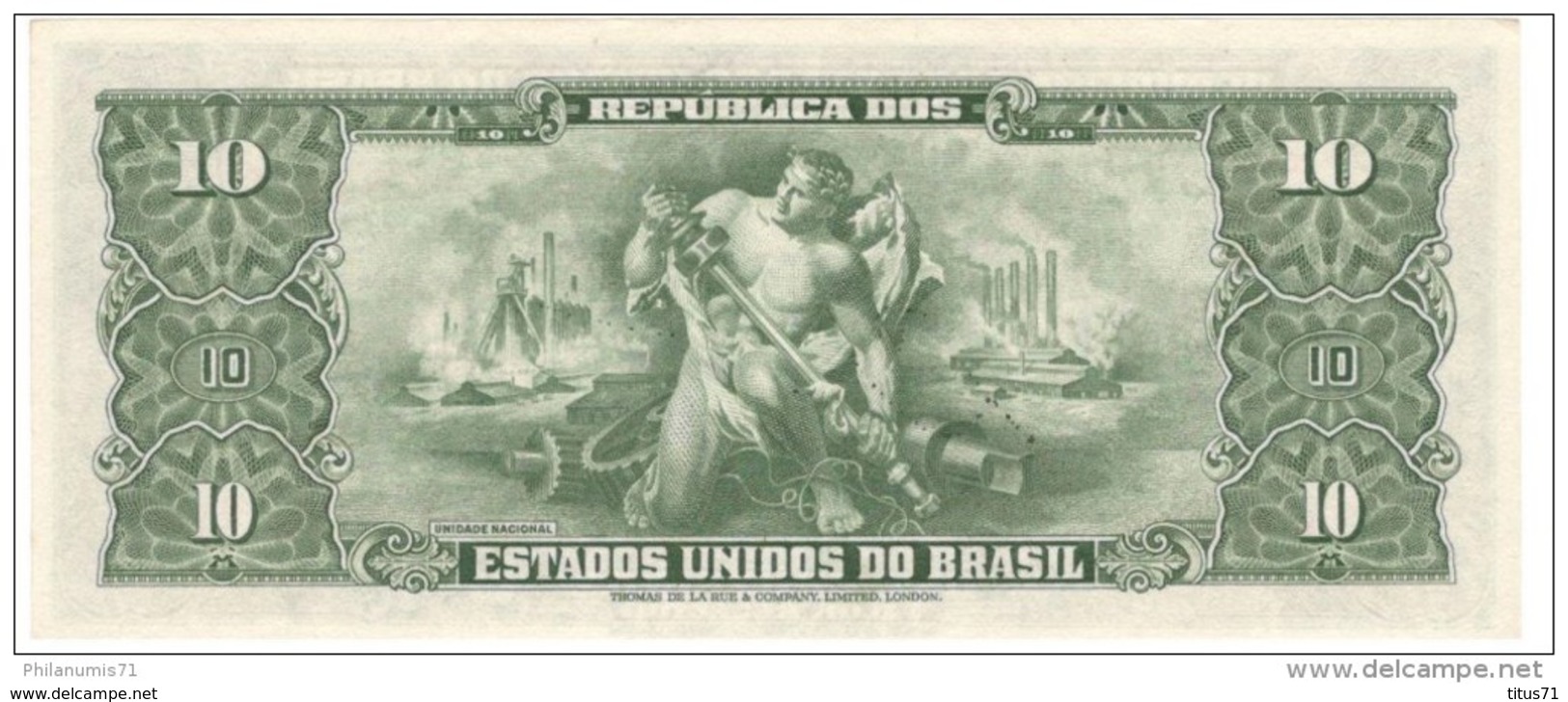 Billet 10 Cruzeiros Brésil / Brasil / Brazil 1950 - Signé / Autografada - FE - XF - Neuf - Amato C 075 - Brésil