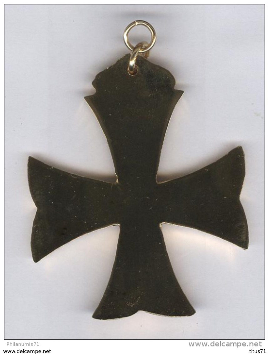 Grand Pendentif Croix De Malte émaillé 7 X 6 Cm - Freemasonry