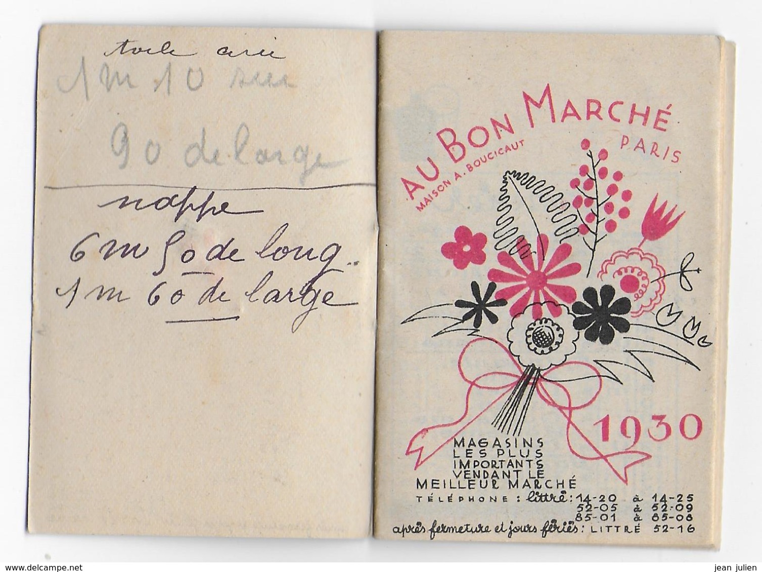 CALENDRIER DE POCHE - "  BON MARCHE " - 1930 - 5,5 X 8cm - Belles Illustrations - 6 Scans - Petit Format : 1921-40