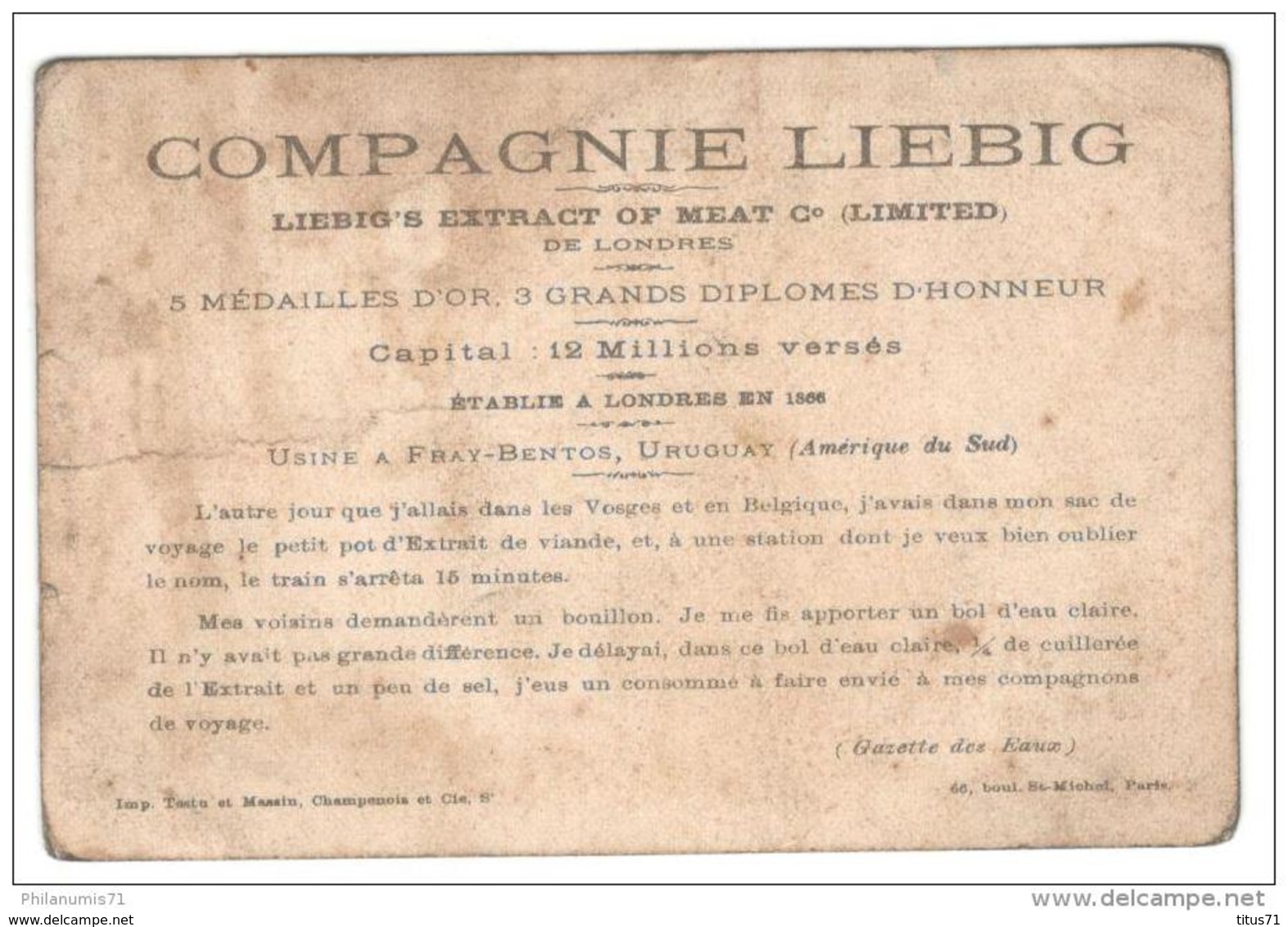 Chromo Liebig - Enfants - Bouteille De Champagne - Cocotte En Papier - Liebig