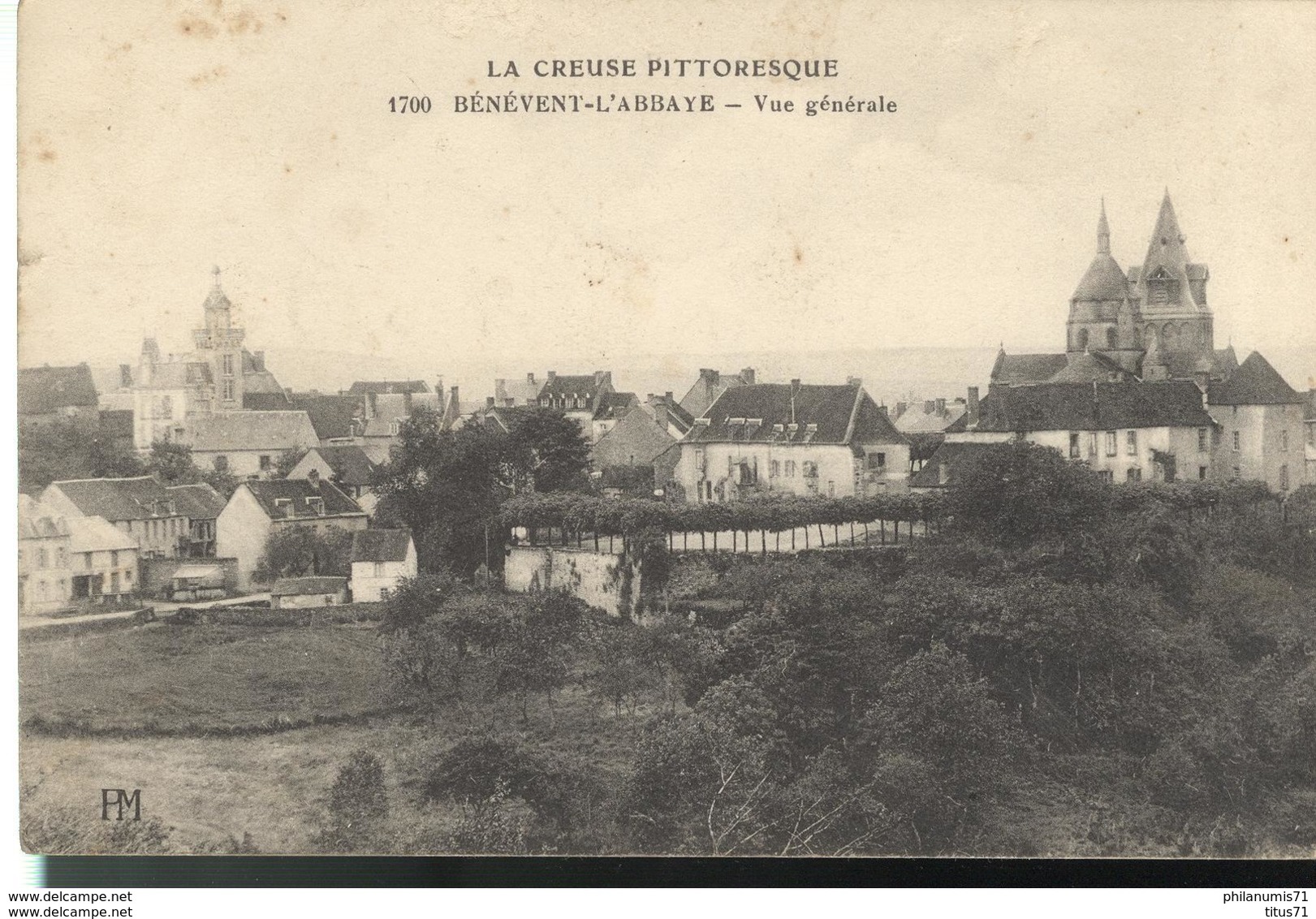 CPA  Bénévent L'Abbaye - Vue Générale -  Circulée 1917 - Benevent L'Abbaye