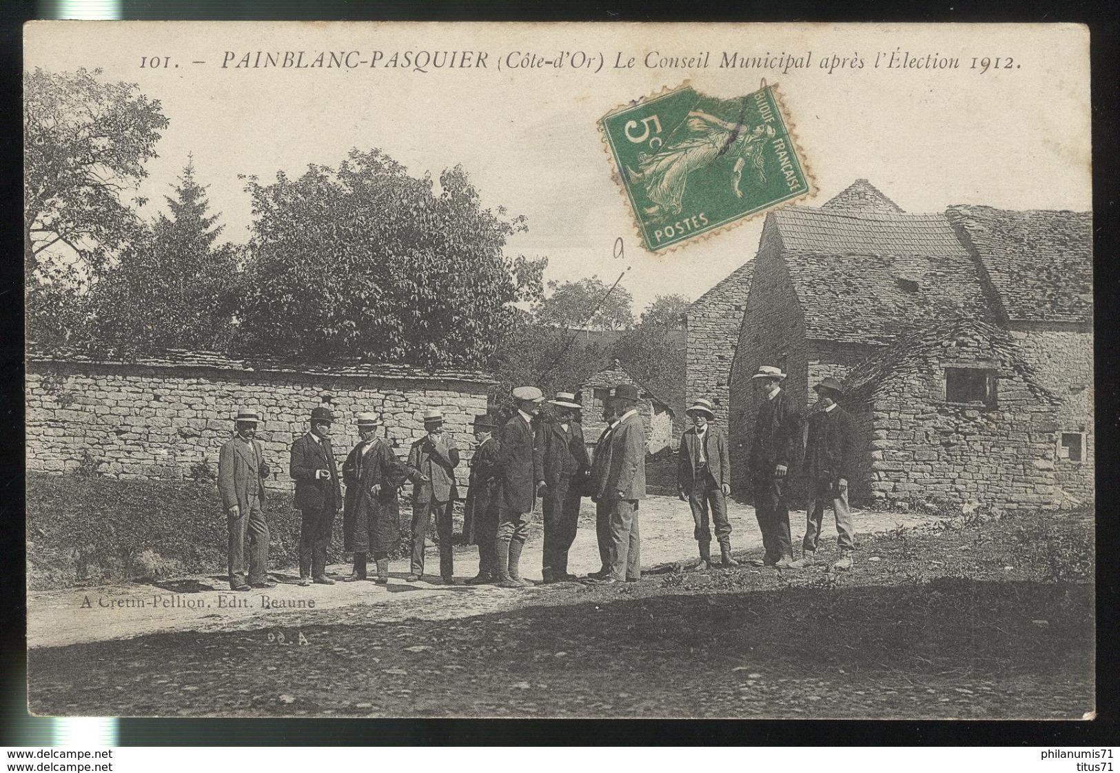 CPA Painblanc - Pasquier - Le Conseil Municipal Après L'Election 1912 - Circulée - Autres & Non Classés