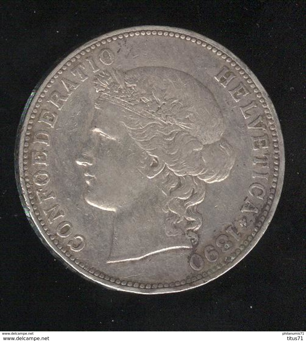 5 Francs Suisse 1890 B - TTB+ - Otros & Sin Clasificación