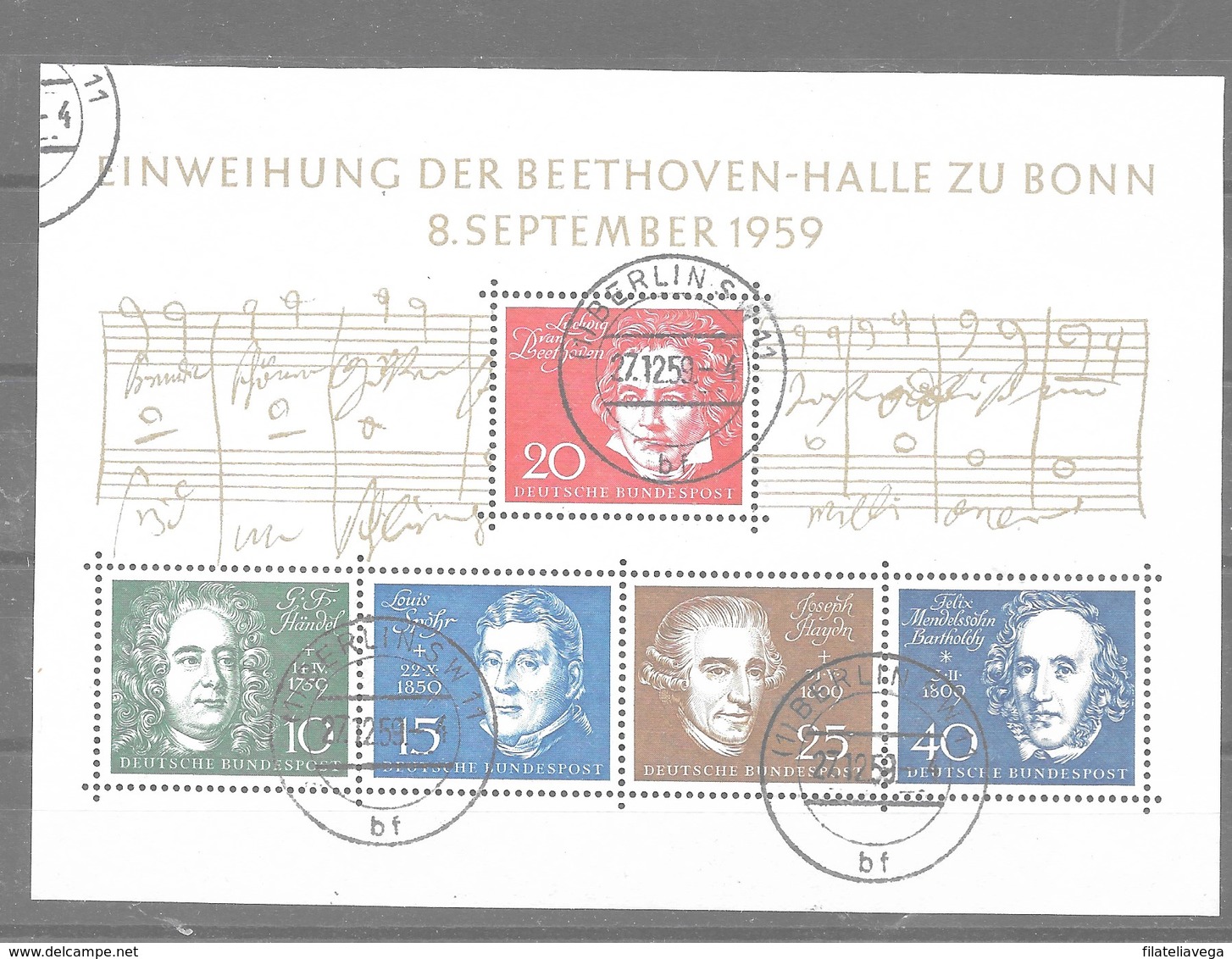 Hoja Bloque De Alemania Nº Yvert HB-1 O  MUSICA (MUSIC) - 1959-1980