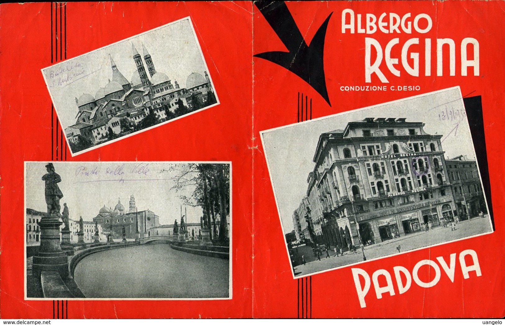 124 PADOVA , 1938  ALBERGO REGINA PIAZZA GARIBALDI  , DEPLIANT CON ALL'NTERNO CARTINA DEL CENTRO - Dépliants Turistici