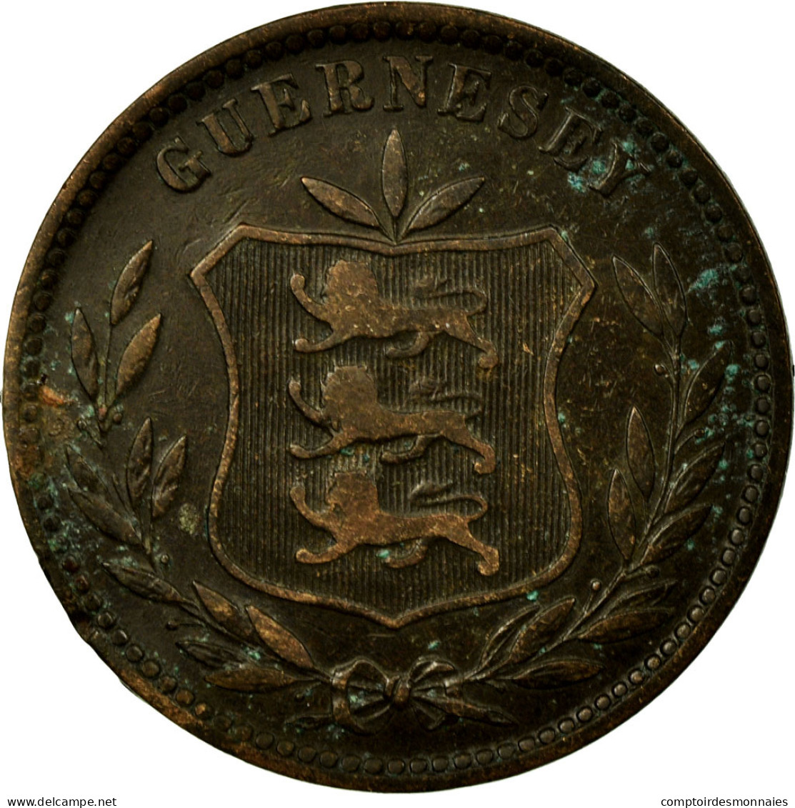 Monnaie, Guernsey, 8 Doubles, 1902, Heaton, Birmingham, TB, Bronze, KM:7 - Guernesey