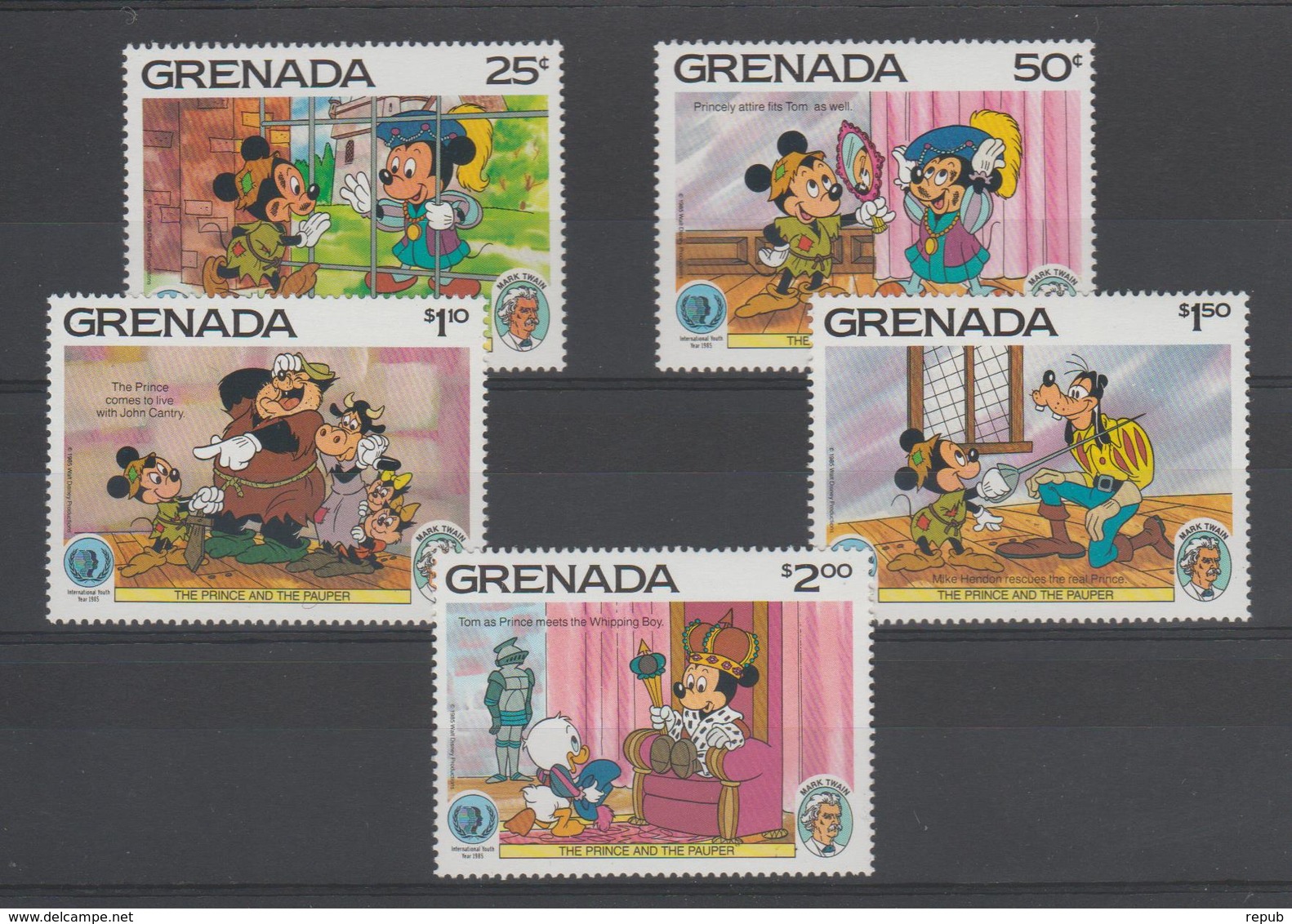Disney Grenade Grenada 1985 Série 1272-276 5 Val ** MNH - Disney