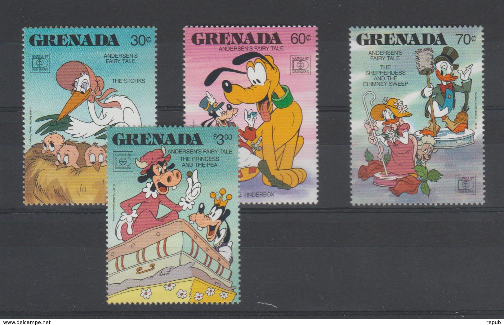 Disney Grenade Grenada 1987 Série 1529-532 4 Val ** MNH - Disney