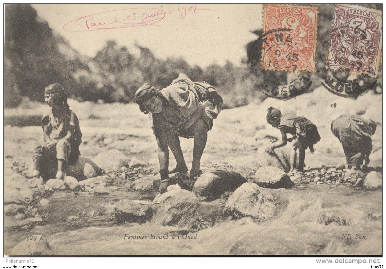 CPA Coloniale Algérie - Femmes Lavant à L'Oued - Circulée 1907 - Scènes & Types