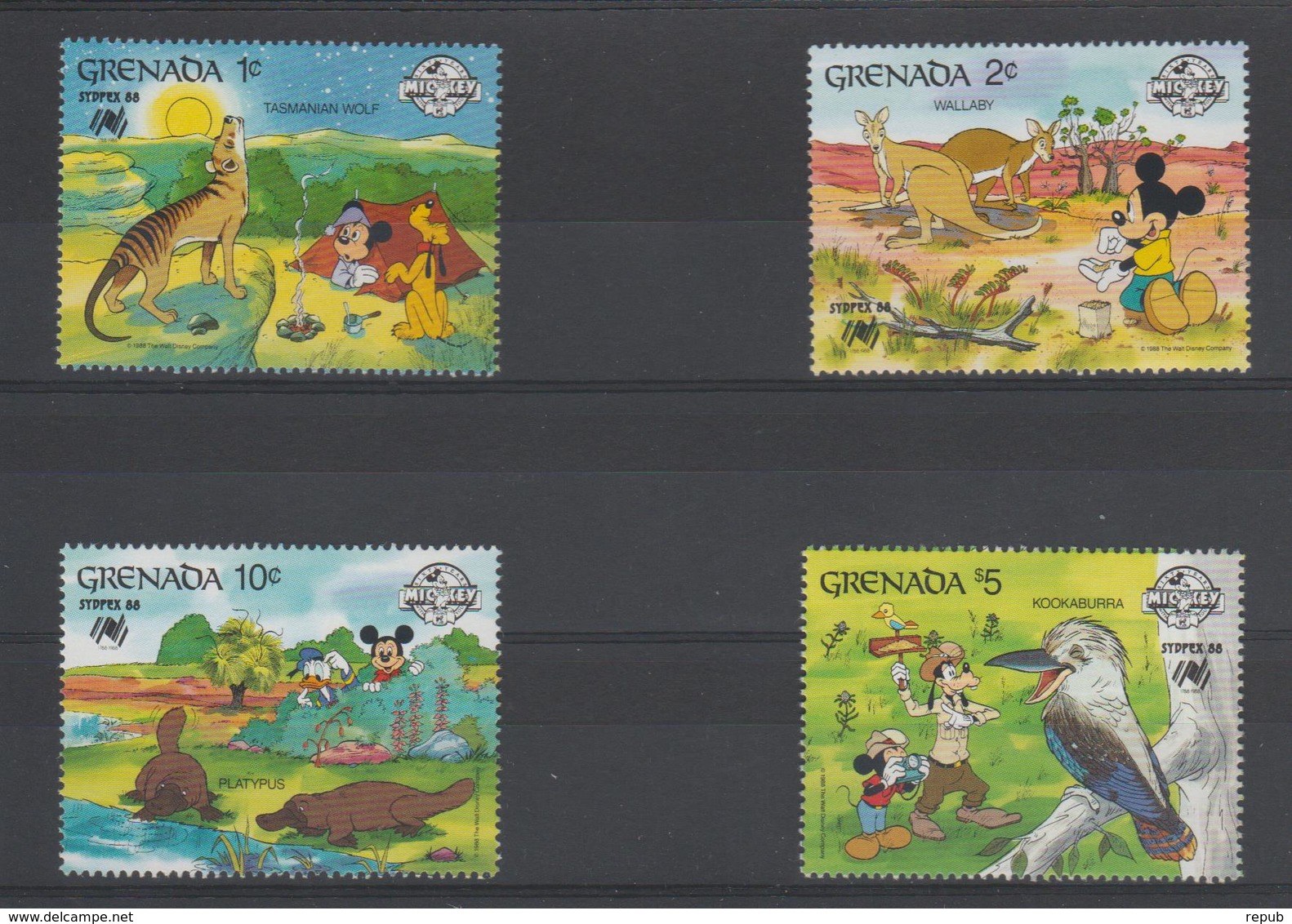 Disney Grenade Grenada 1988 Série 1605-608 4 Val ** MNH - Disney