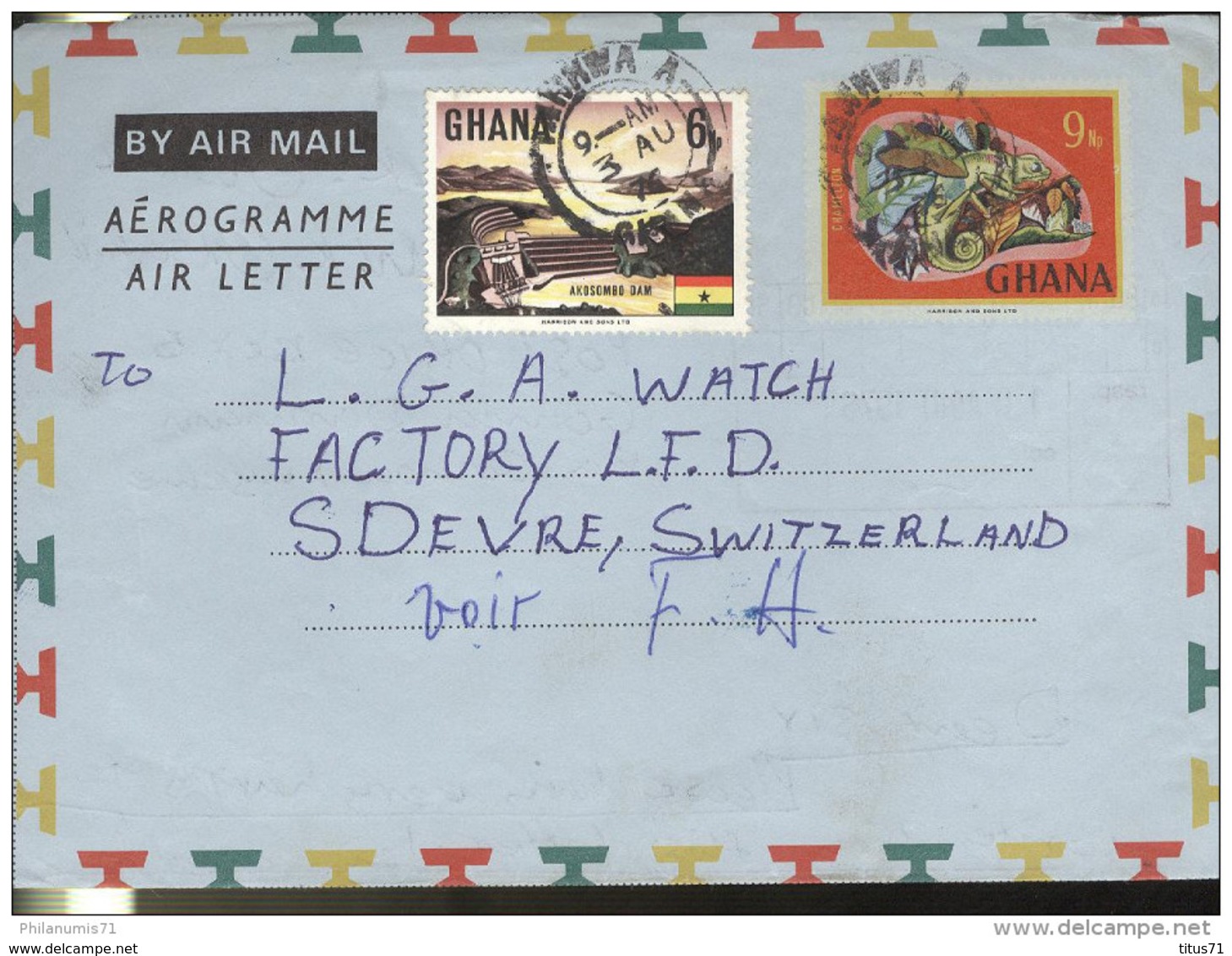 Marcophilie - Lettre Ghana Vers La Suisse - 1976 - Ghana (1957-...)