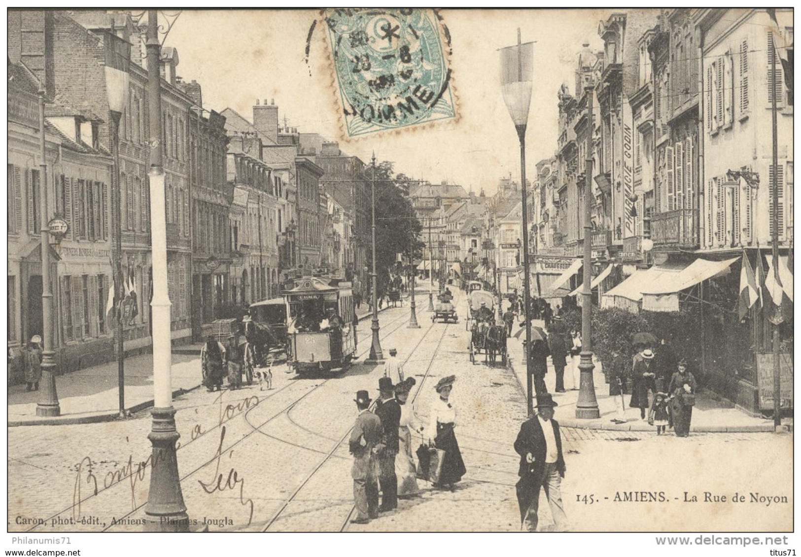 CPA Amiens - La Rue De Noyon - Circulée En 1906 - Amiens