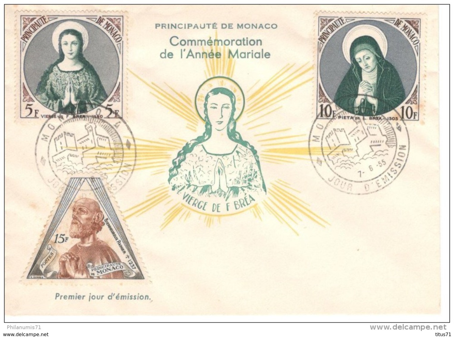 FDC Commémoration De L'Année Mariale - 7 Juin 1955 - Très Bon état - Voir Photos - FDC