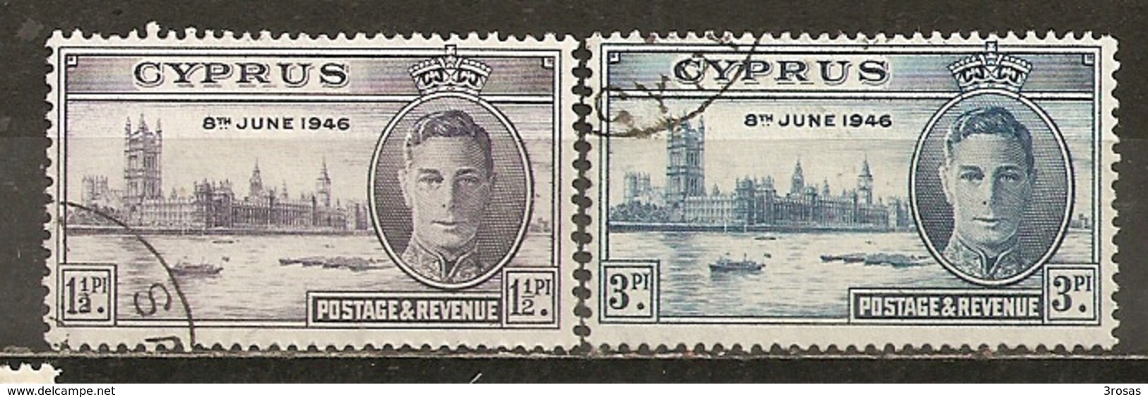 Chypre Cyprus 1946 Victoire Victory Set Complete Obl - Usados