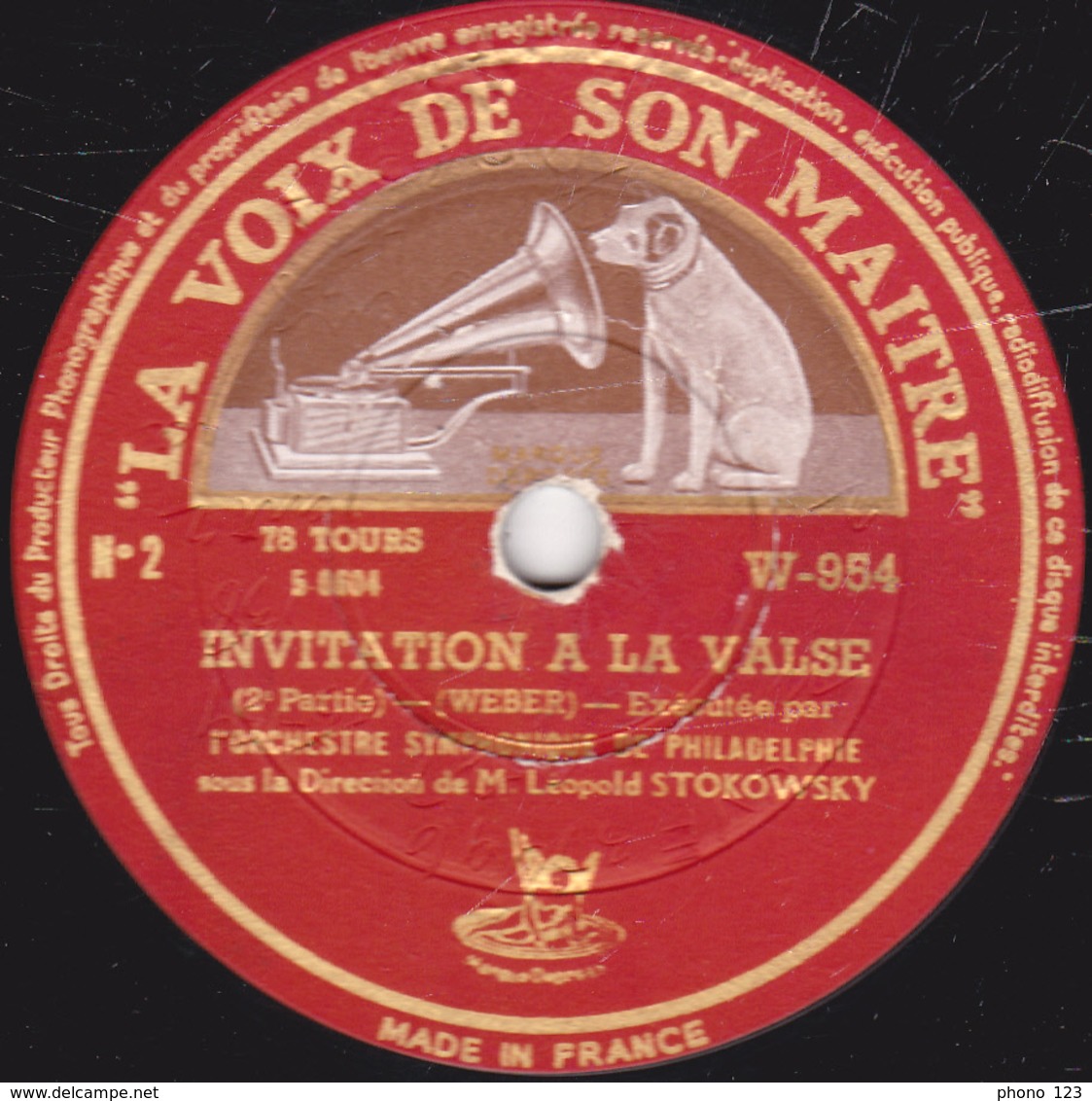 78 Trs - 30 Cm - Etat TB - INVITATION A LA VALSE -  ORCHESTRE SYMPHONIQUE DE PHILADELPHIE  1re Et 2e Parties - 78 T - Disques Pour Gramophone