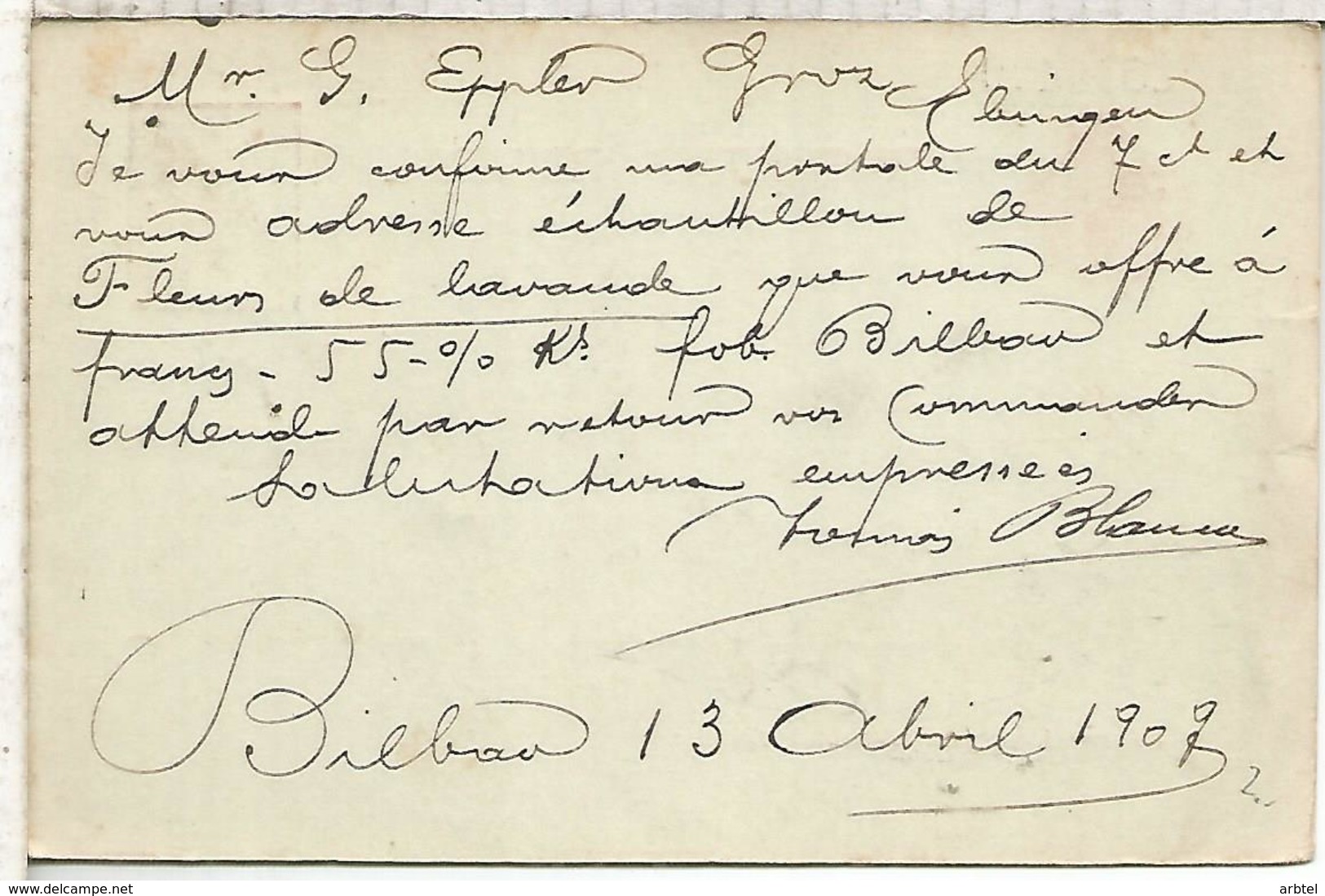 ESPAÑA ENTERO POSTAL ALFONSO XIII BILBAO A EBINGEN 1909 - 1850-1931