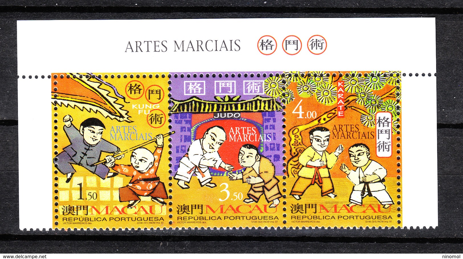 Macao  -  1997. Kung Fu, Judo, Karate. Complete MNH Set  With Tablet Number - Judo