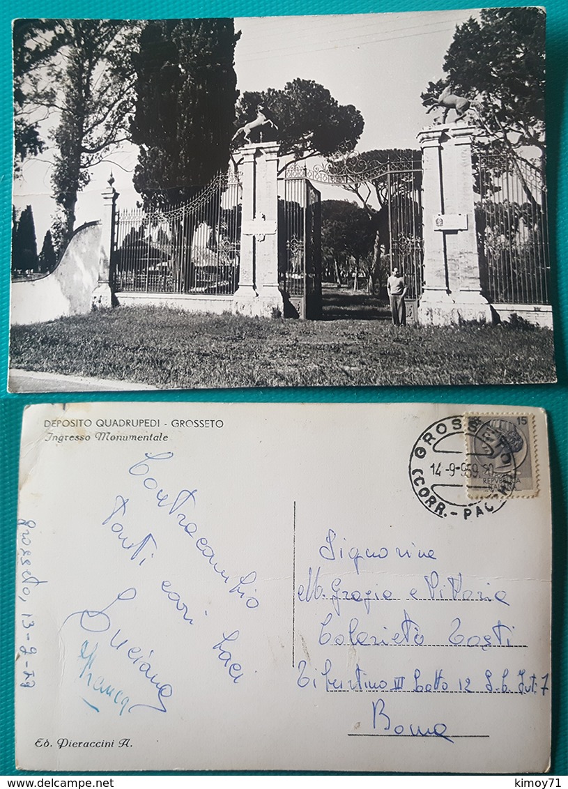 Cartolina Deposito Quadrupedi Ingresso Monumentale - Grosseto. Viaggiata 1949 - Grosseto