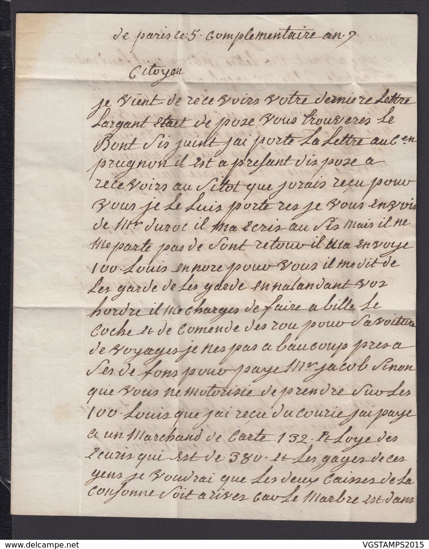 France 1779 - Précurseur Paris - Griffe Rouge " Premier Conseil De La République + Affranchi Par Etat " (6G21063) DC0767 - 1701-1800: Précurseurs XVIII