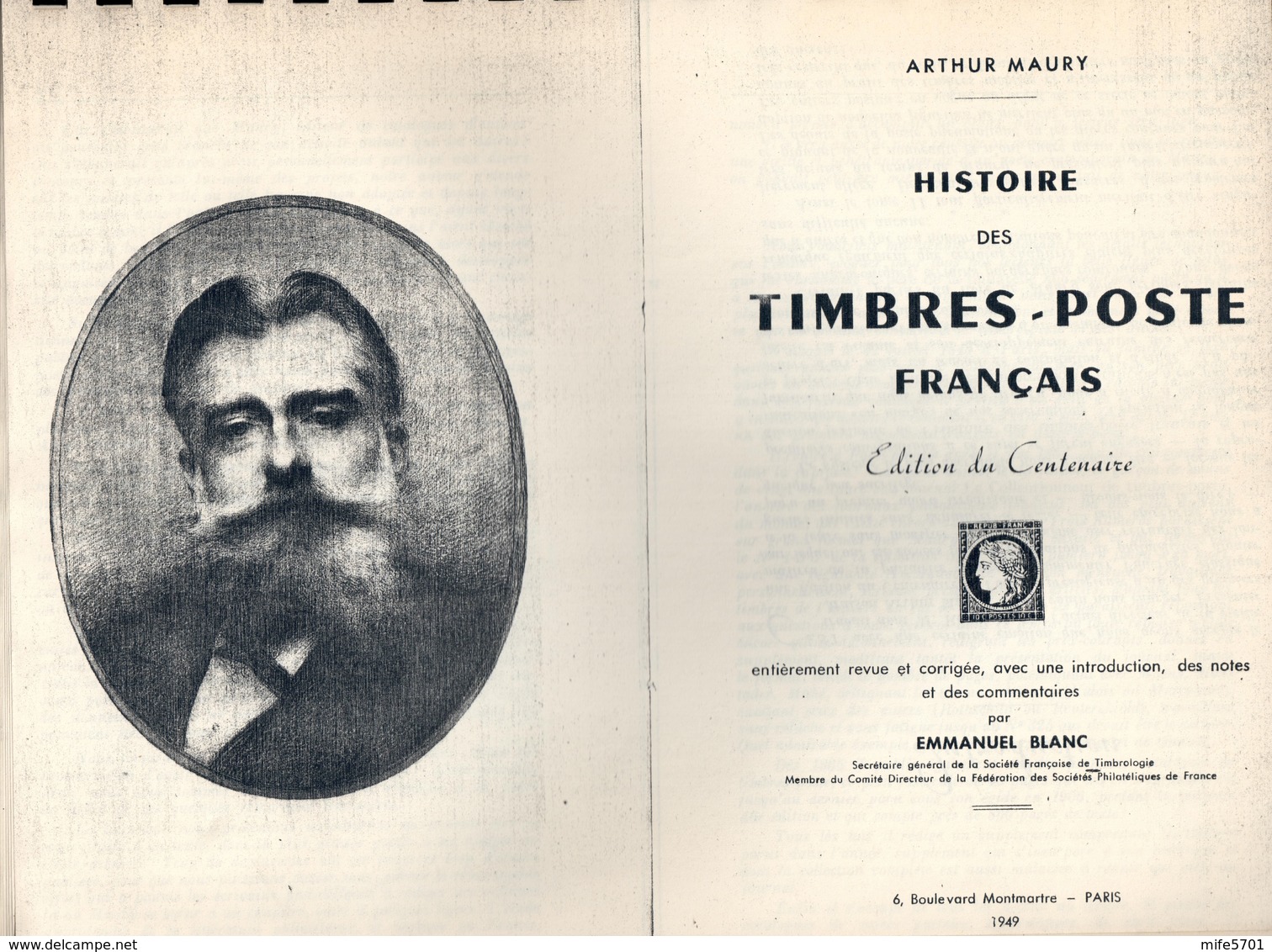 RESEARCH PHILATELIC LIBRARY FOTOCOPIE: HISTOIRE DES TIMBRE POSTE FRANCAIS - ARTHUR MAURY / EMANUEL BLANC 1949 - Bibliography