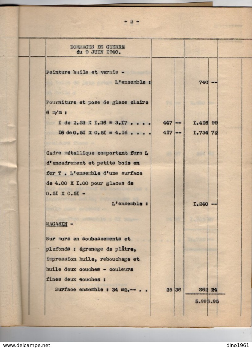 VP13.448 - Acte De 1940 - Inventaire - Dommages De Guerre - Mme R. LOEVENSOHN Fonds De Commerce Situé à EVREUX - Collections