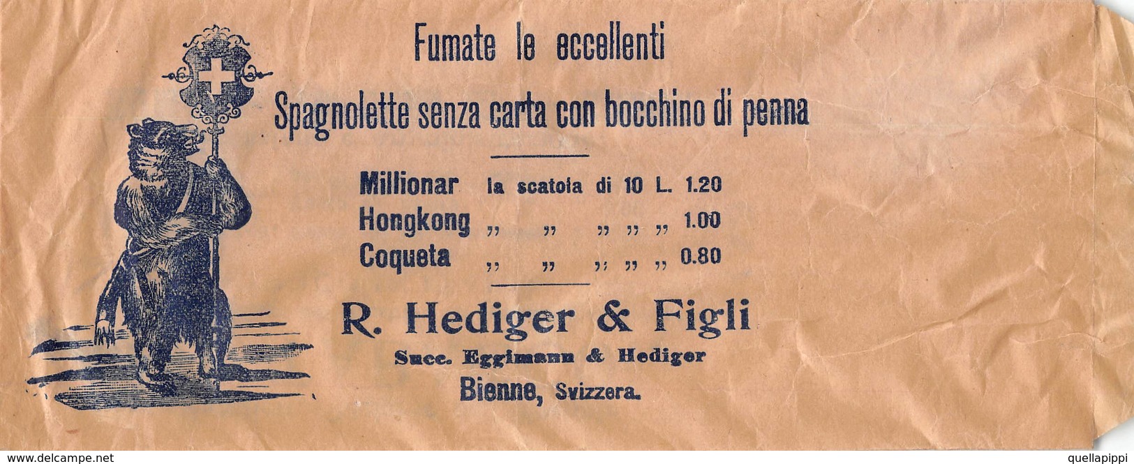 08862 "ROMA-SACCHETTO RECLAME DEL GIORNALE-IL TABACCO-I QUARTO XX SECOLO - R. HEDIGER & FIGLI -BIENNE" - Pubblicitari