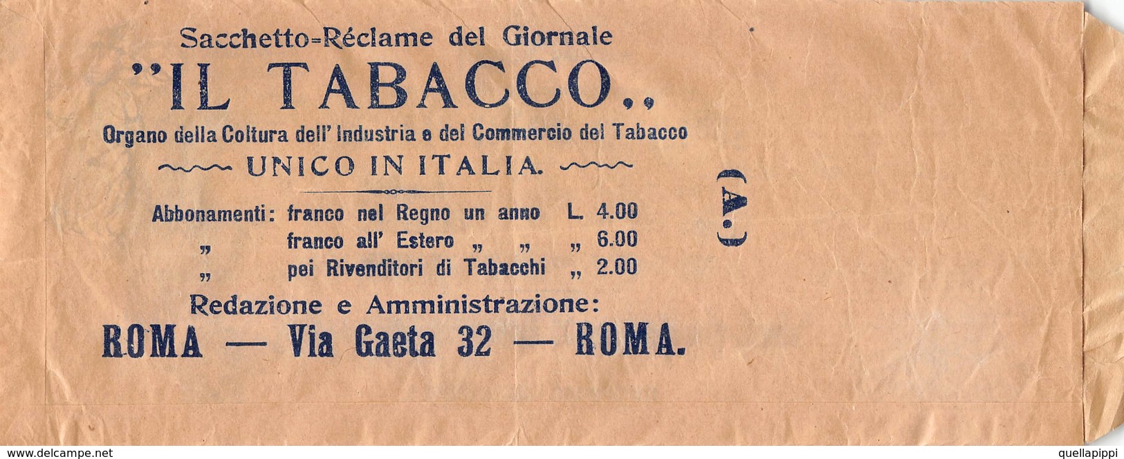 08862 "ROMA-SACCHETTO RECLAME DEL GIORNALE-IL TABACCO-I QUARTO XX SECOLO - R. HEDIGER & FIGLI -BIENNE" - Pubblicitari