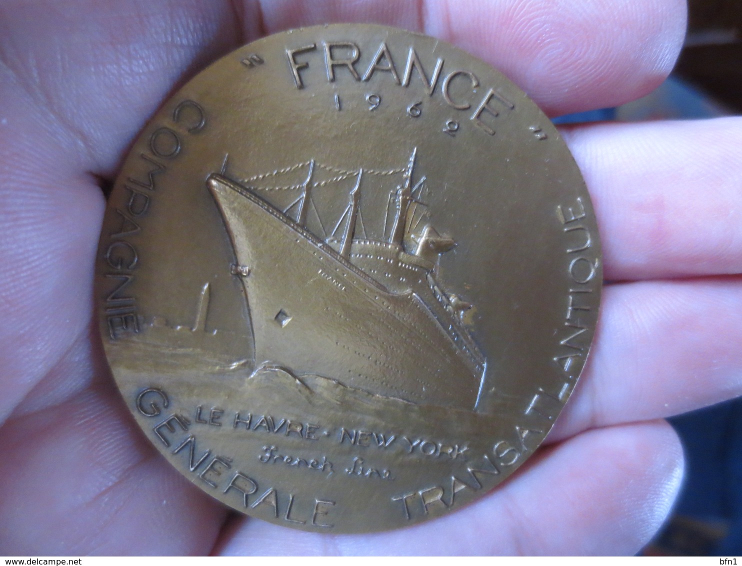 Médaille  FRANCE -LE HAVRE NEW YORK- 1962 Compagnie Générale Transatlantique GRAVEUR -JH COËFFIN - Autres & Non Classés