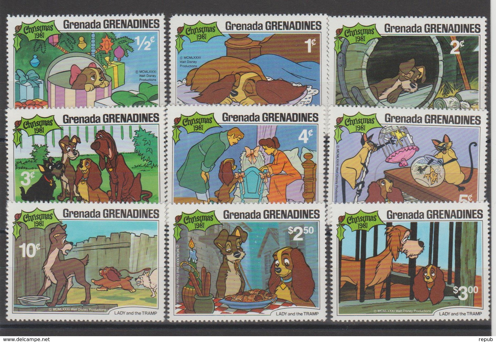 Disney Grenada Grenadines 1981 Série 406-14 9 Val ** MNH - Disney