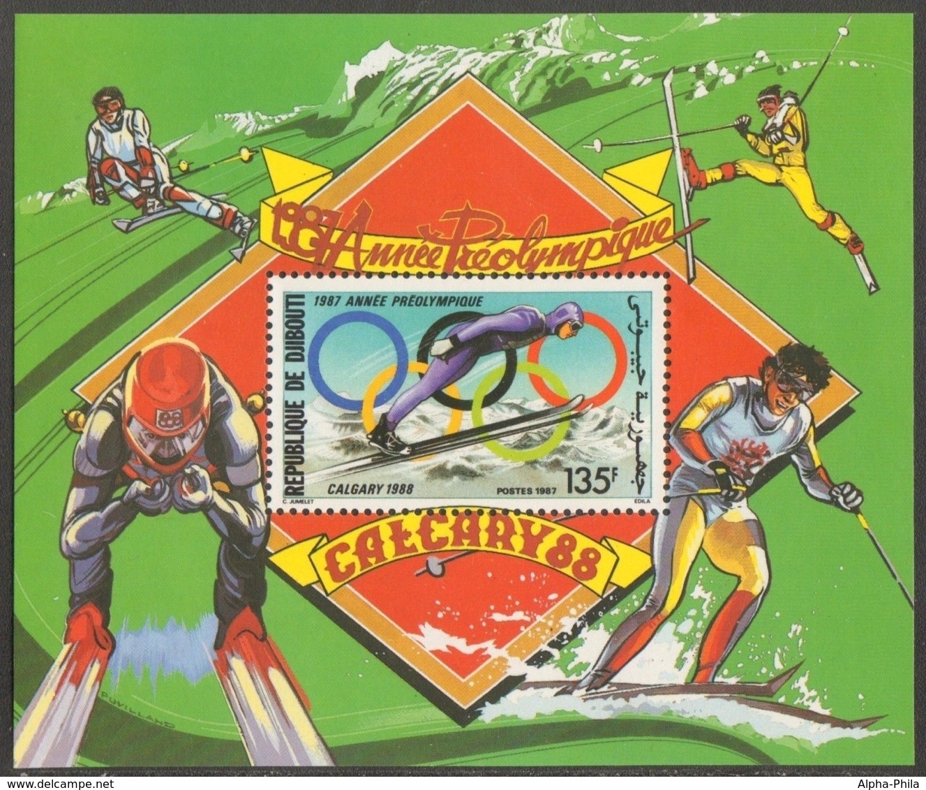 Dschibuti 1987 - Mi-Nr. Block 140 A ** - MNH - Olympia Calgary - Yibuti (1977-...)