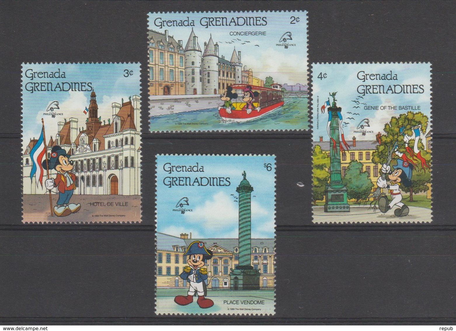 Disney Grenada Grenadines 1989 Série 1012-1015 4 Val ** MNH - Disney