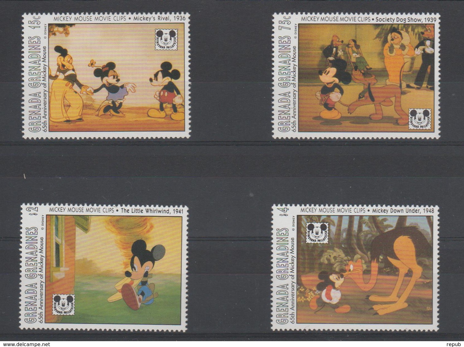 Disney Grenada Grenadines 1993 Série 1522-25 4 Val ** MNH - Disney