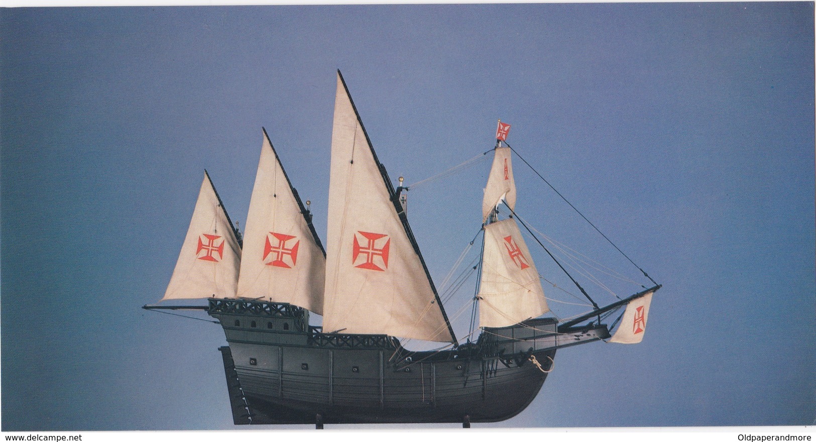 PORTUGAL PANORAMIC POSTCARD - CARAVELA REDONDA  - BOAT - SHIP  - MEDICINE ADVERTISING -  11,7 Cm X 22,6 Cm - Sailing Vessels