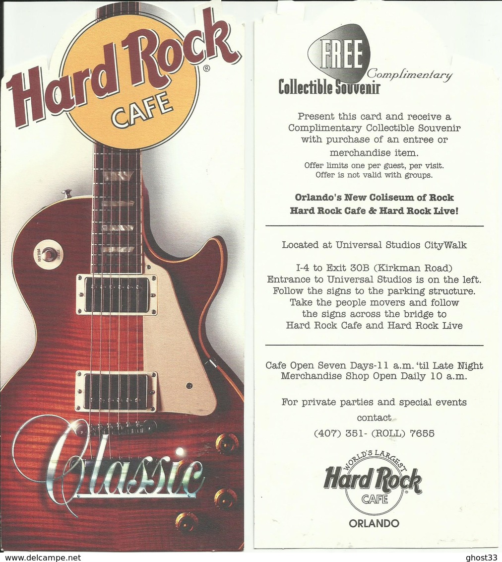 PLAQUETTE PUBLICITAIRE - HARD ROCK CAFE - ORLANDO - Andere & Zonder Classificatie