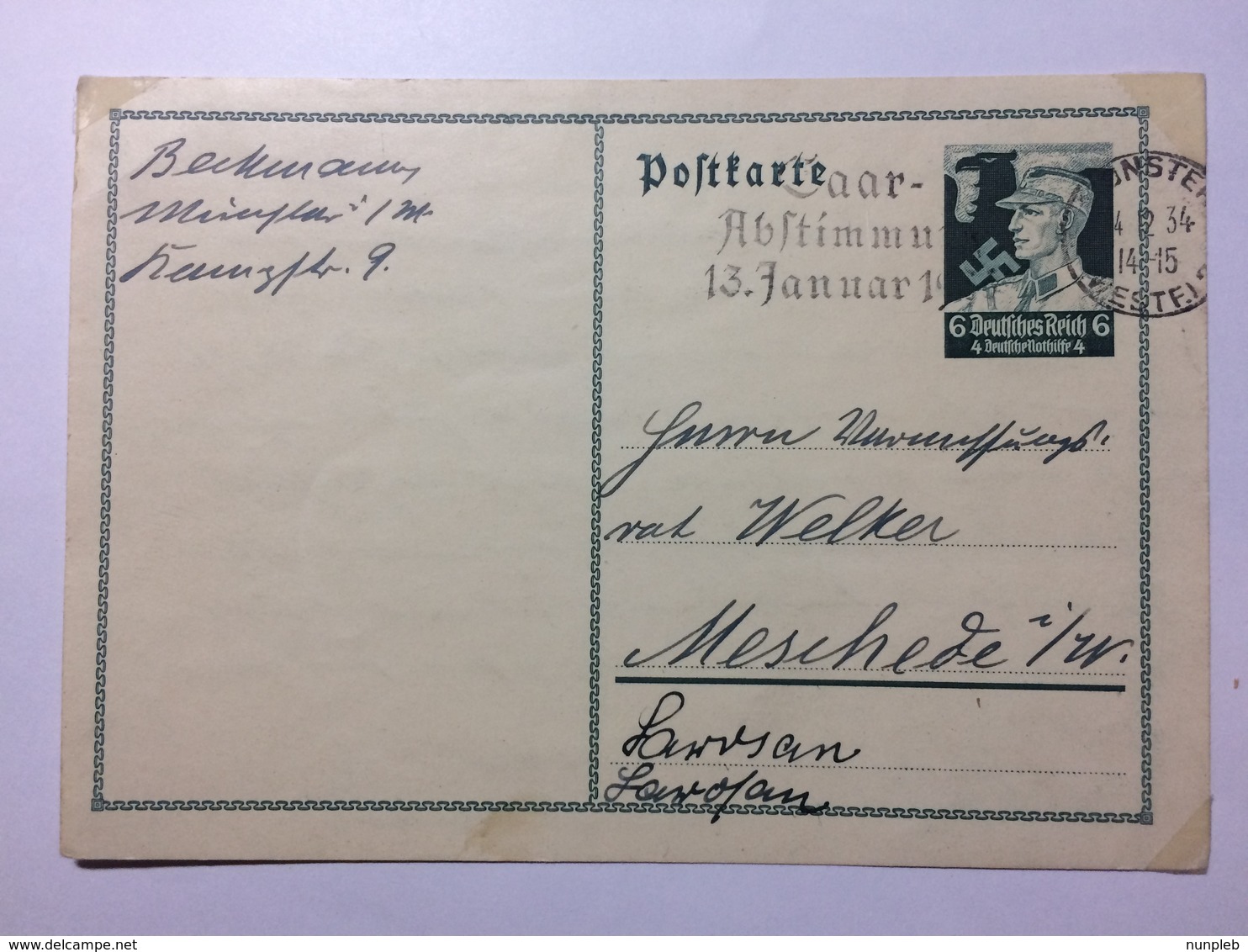 GERMANY -  1934 Postcard - Mi P253 - Briefe U. Dokumente